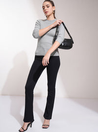 Tokyo Talkies Women Grey Acrylic Pullover