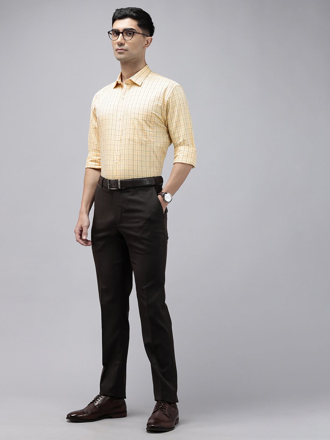 Park Avenue Slim Fit Grid Tattersall Checks Pure Cotton Formal Shirt