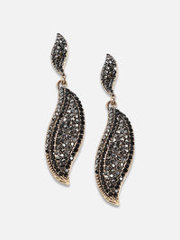 SoHi Gold-Plated Stones Stones Leaf Shaped Drop Earrings
