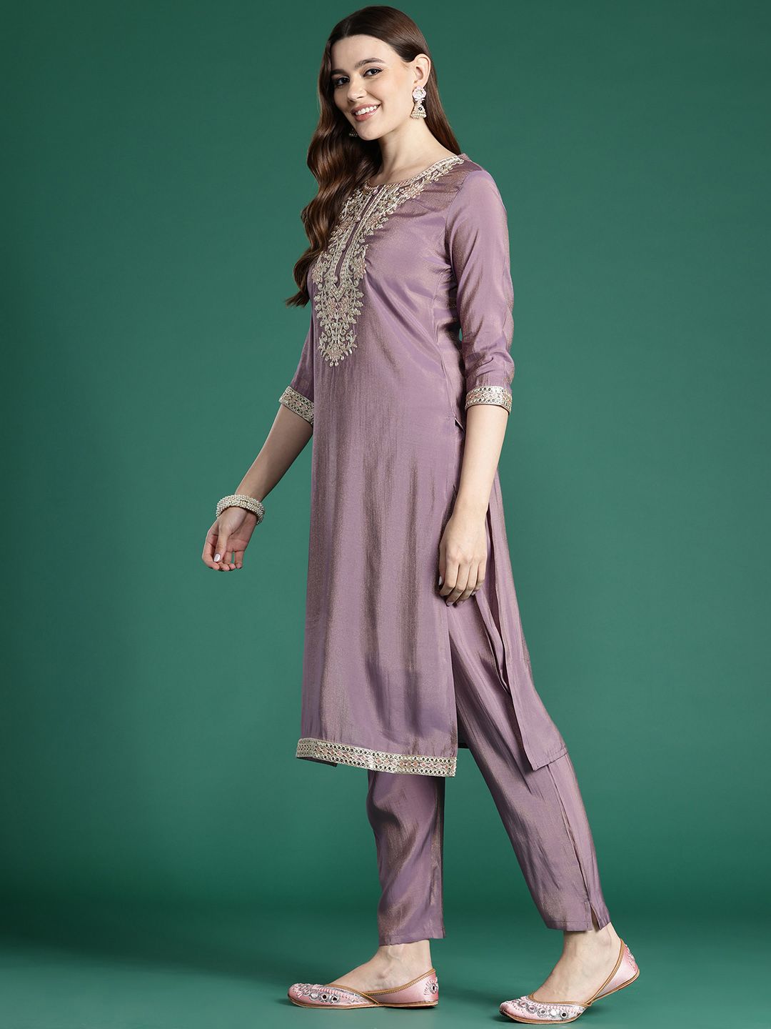 Indo Era Ethnic Motifs Embroidered Kurta with Trousers & With Dupatta