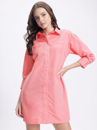 DressBerry Pastel Dreams Front Pockets Mini Shirt Dress