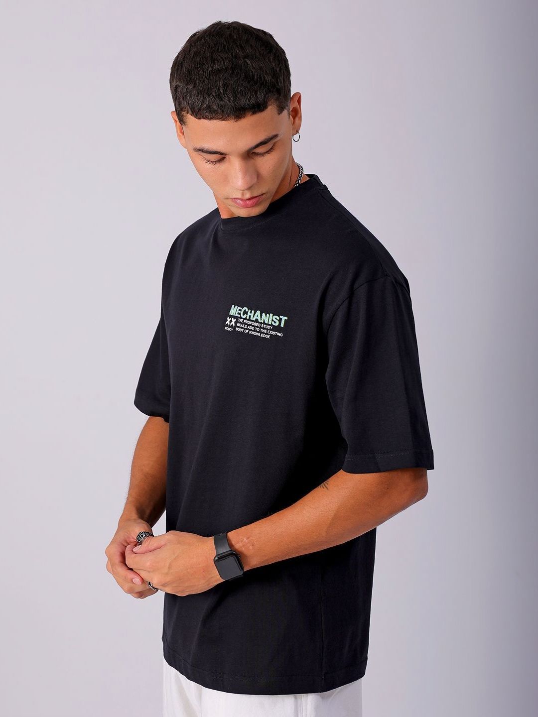 The Indian Garage Co Men Back Printed Boxy Oversized Round Neck T-shirt