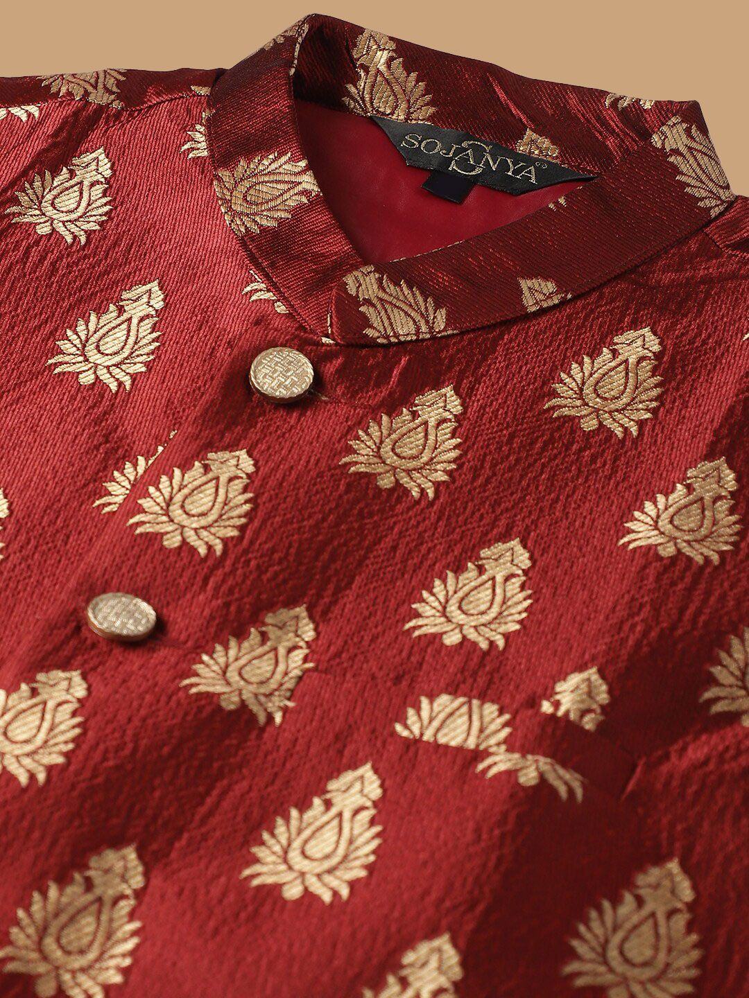 SOJANYA Ethnic Motifs Embroidered Kurta with Churidar & Nehru Jacket