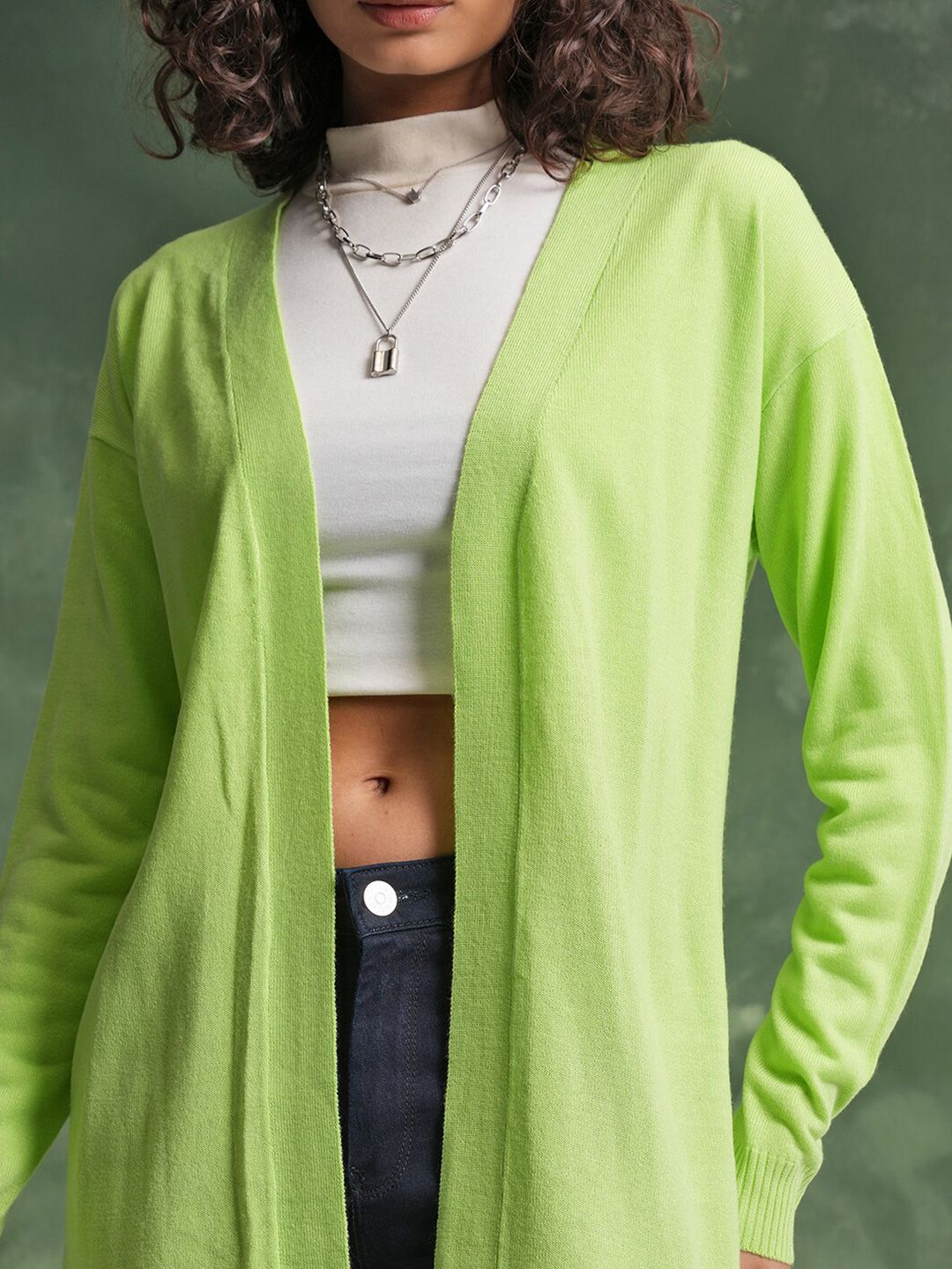 Tokyo Talkies Acrylic Longline Cardigan