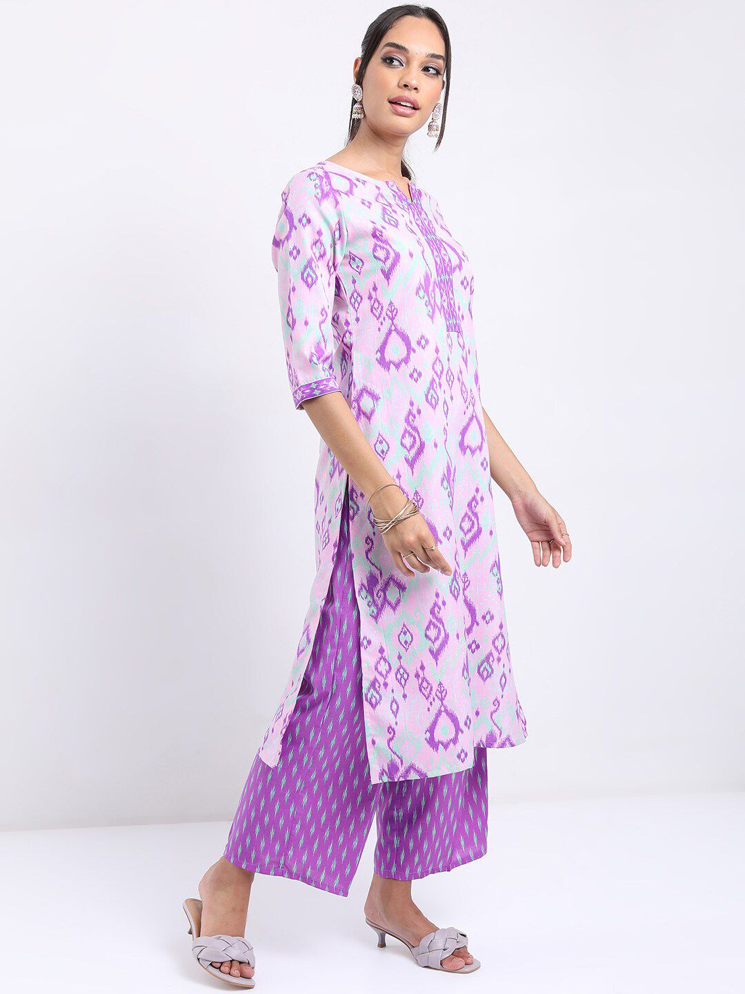 Vishudh Ethnic Motifs Printed Straight Kurta with Palazzos With Dupatta