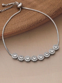 Rubans Rhodium bersalut Zirconia Kubik yang disusun gelang laras premium