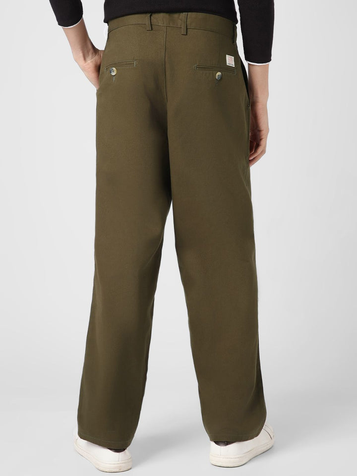 Urbano Fashion Men's Dark Loose Baggy Fit Non-Stretchable Solid Chino Trousers
