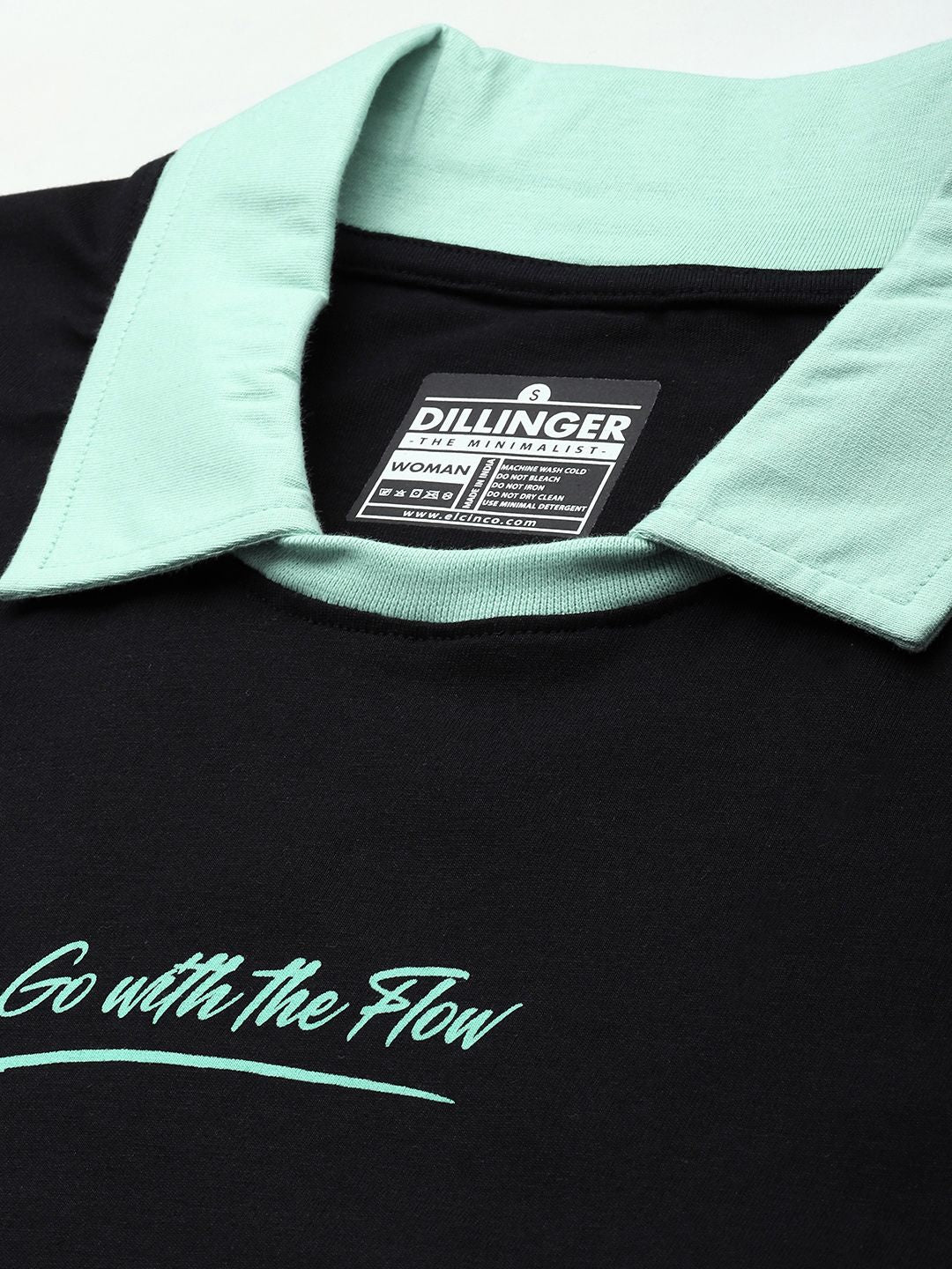 DILLINGER Typography Printed Polo Collar Oversized Pure Cotton T-shirt