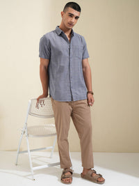 HIGHLANDER Men Special Yarn Dobby Textured Checked Casual Shirt