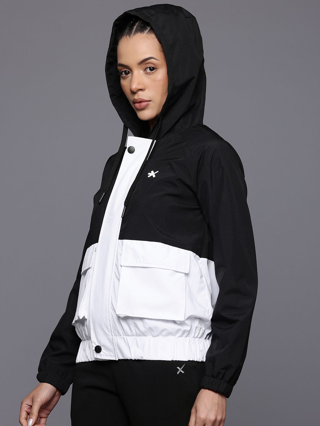 HRX by Hrithik Roshan Colourblocked Hooded Lifestyle Bomber Jacket