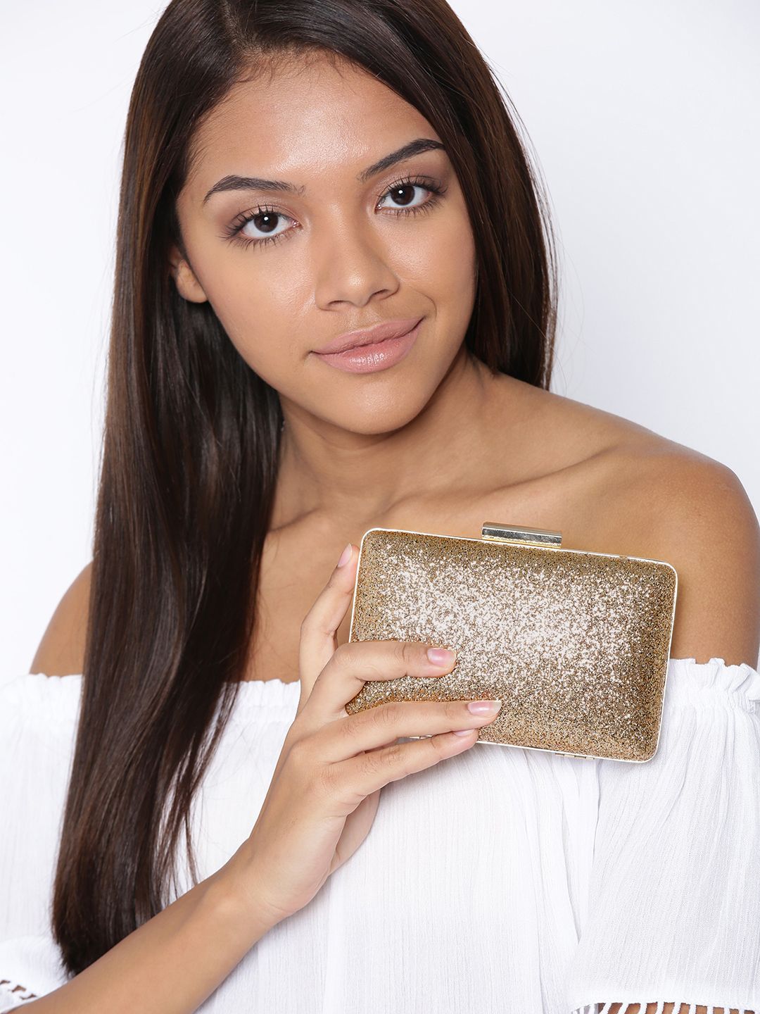 Lisa Hayden for Lino Perros Gold-Toned Shimmer Box Clutch