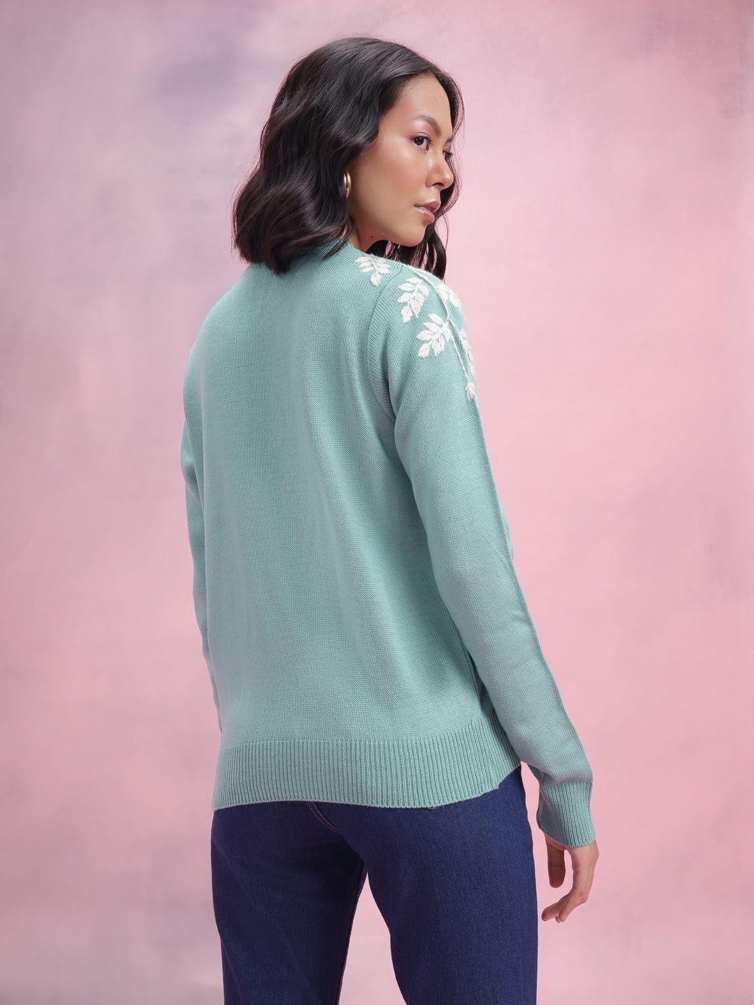 DressBerry Floral Embroidered Acrylic Pullover