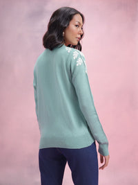 DressBerry Floral Embroidered Acrylic Pullover