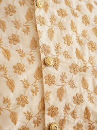 SOJANYA Motif Etnik Rekaan Tenun Kurta Kolar Mandarin Dengan Baju Tidur & Jaket Nehru
