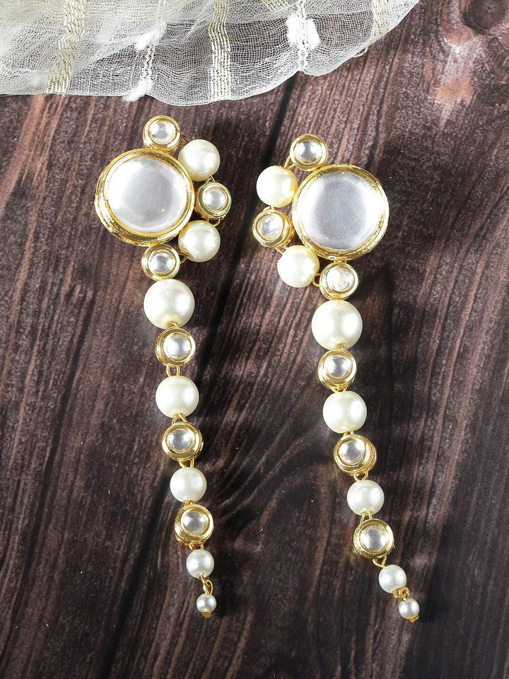 KARATCART Gold-Plated Kundan-Studded Drop Earrings