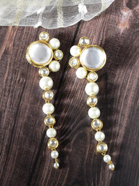 KARATCART Gold-Plated Kundan-Studded Drop Earrings