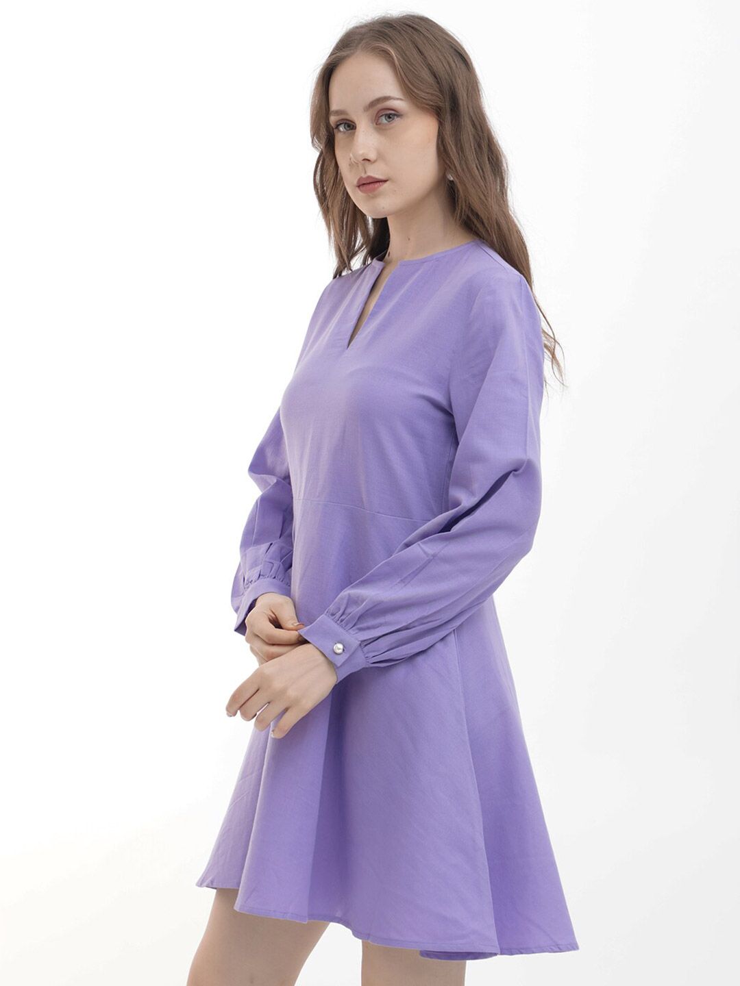 RAREISM Puff Sleeve Fit & Flare Mini Dress Comes with a belt