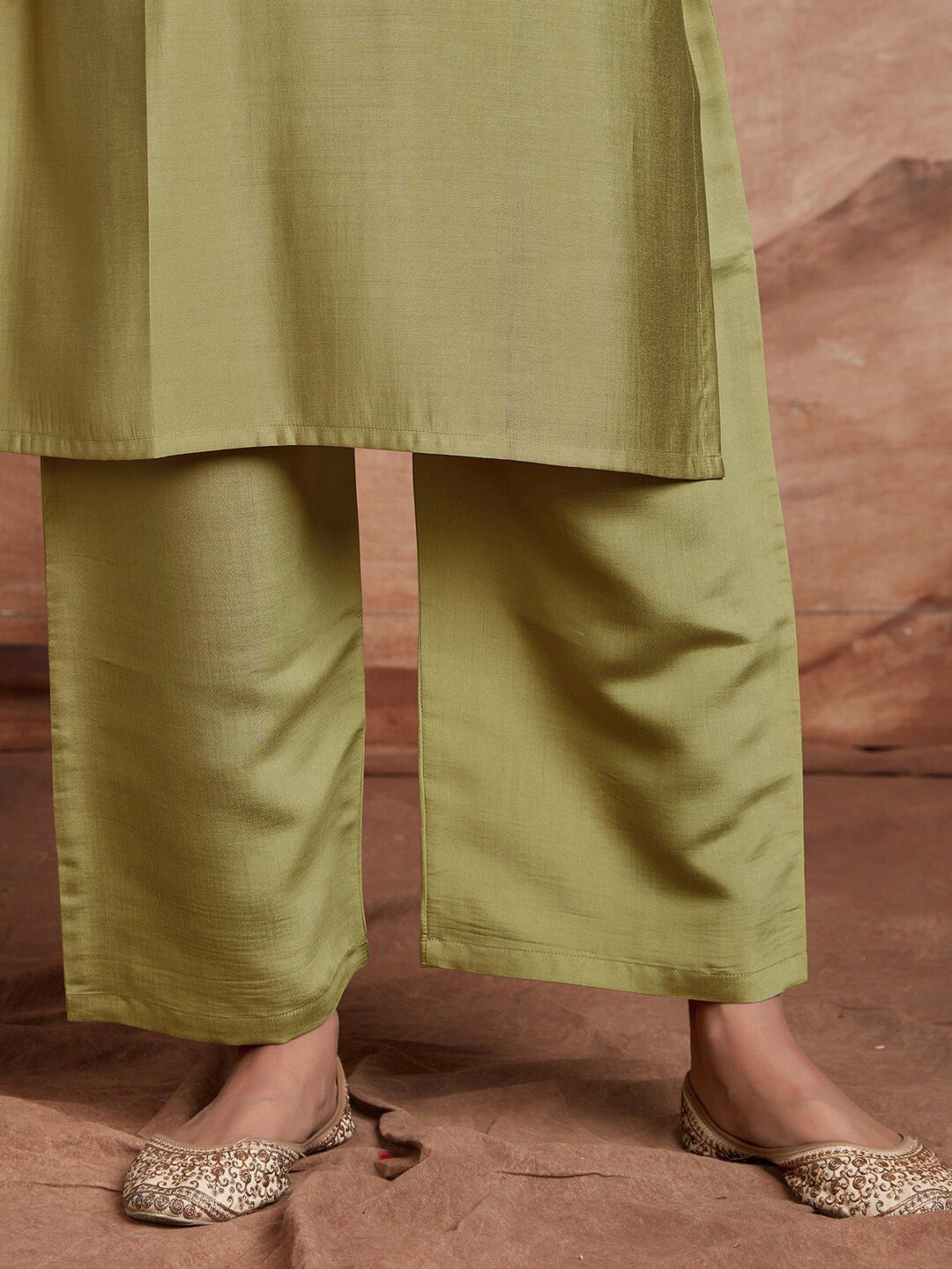 KALINI Ethnic Motifs Yoke Design Chanderi Silk Straight Kurta With Palazzos & Dupatta