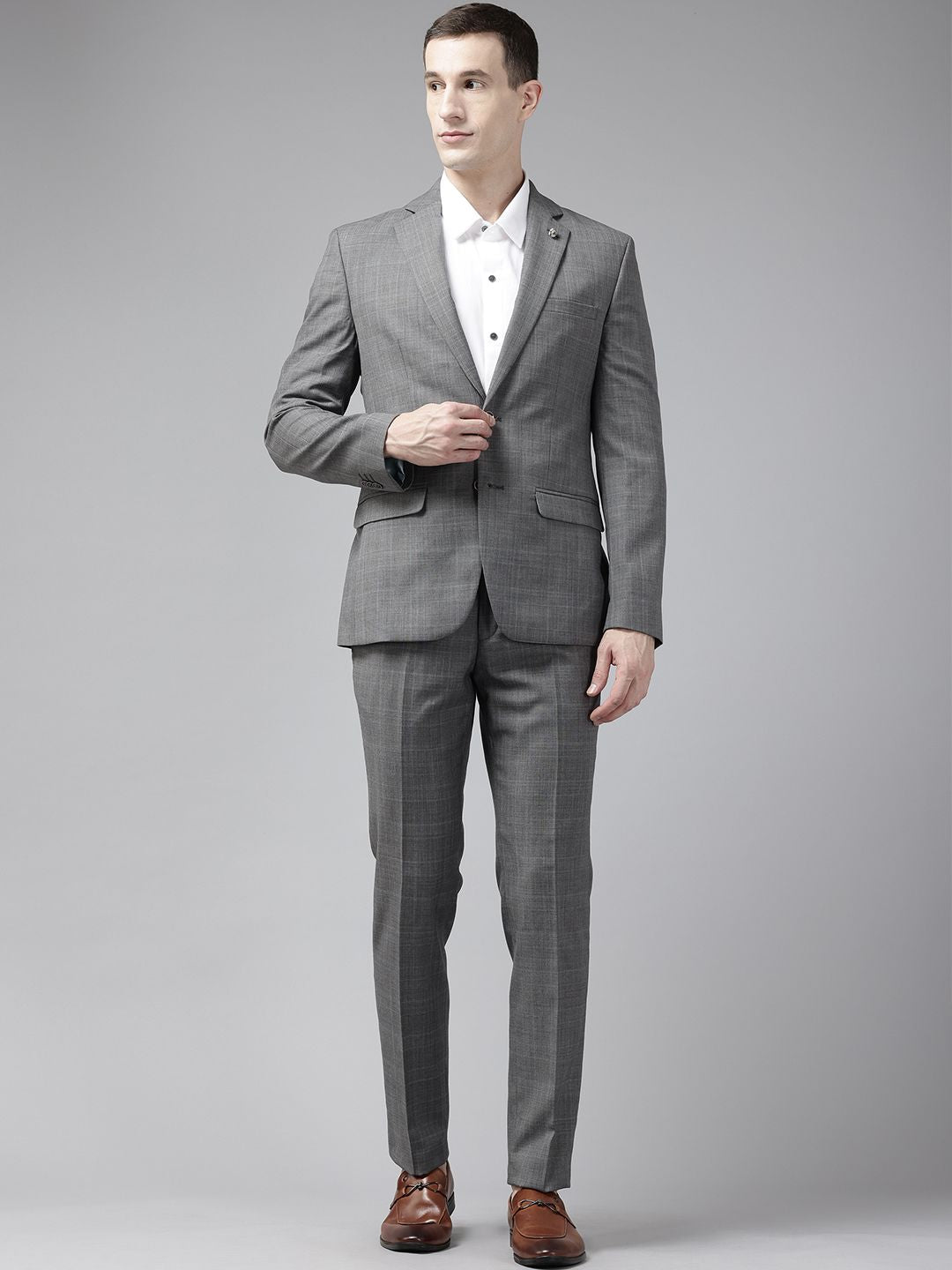 Park Avenue Super Slim Fit 2-Piece Checked Formal Suit