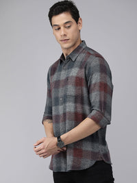THE BEAR HOUSE Men Blue Pure Cotton Slim Fit Checked Casual Shirt
