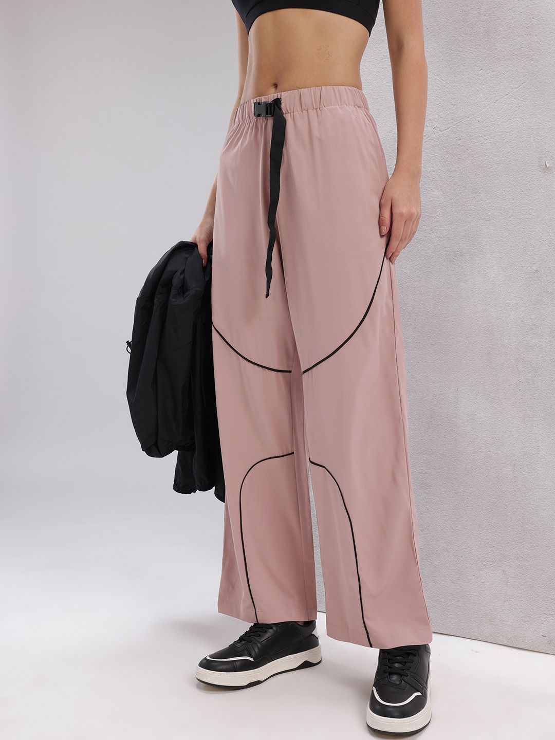 HRX by Hrithik Roshan Women Lifestyle Track Pants with Contrast Piping