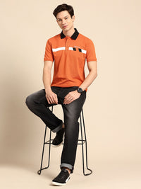Being Human Pure Cotton Striped Polo Collar T-shirt