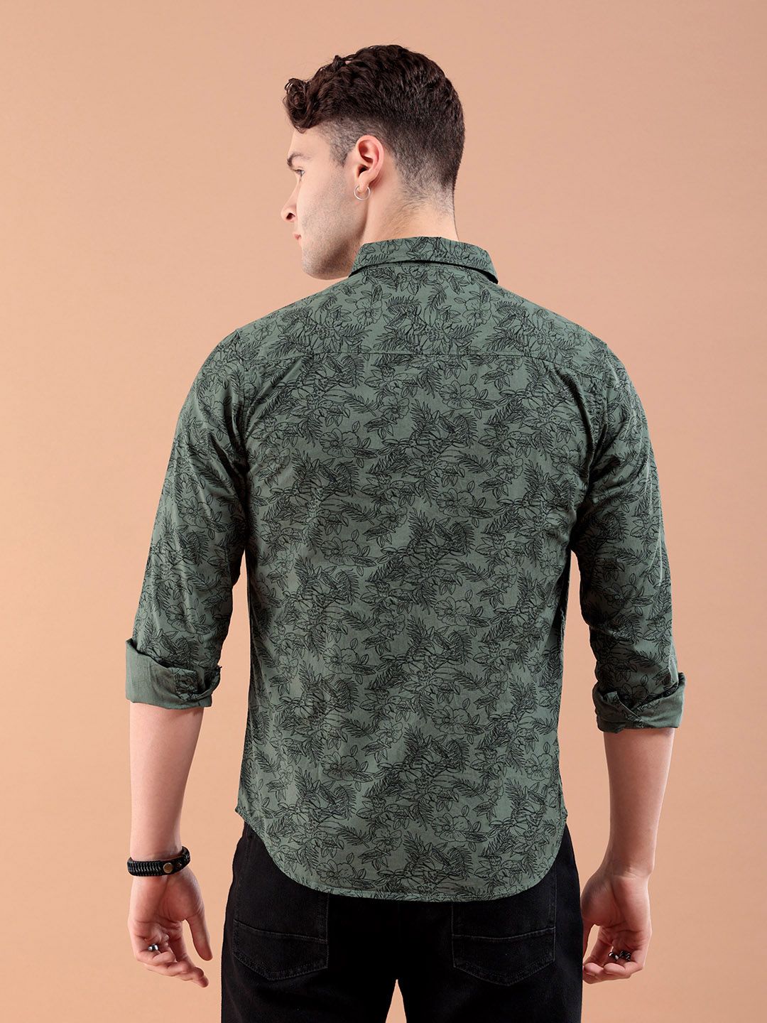 The Indian Garage Co Men Green Slim Fit Printed Casual Shirt