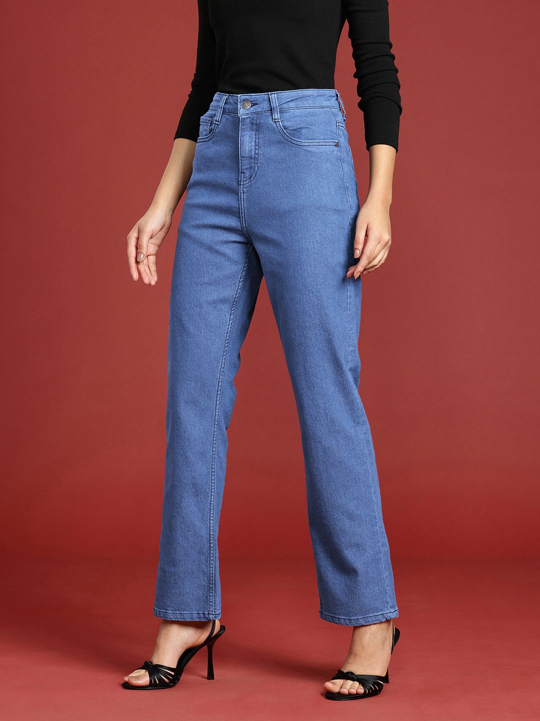 all about you Women Straight Fit High-Rise Light Fade Stretchable Jeans