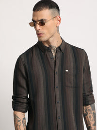 THE BEAR HOUSE  Striped Slim Fit Button-Down Collar Casual Shirt