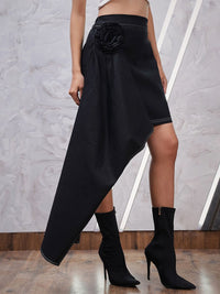 Athena Black Corsage Denim Skirt