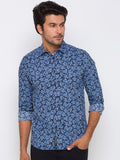 Being Human Men Navy Blue Slim Fit Floral Printed Casual Shirt