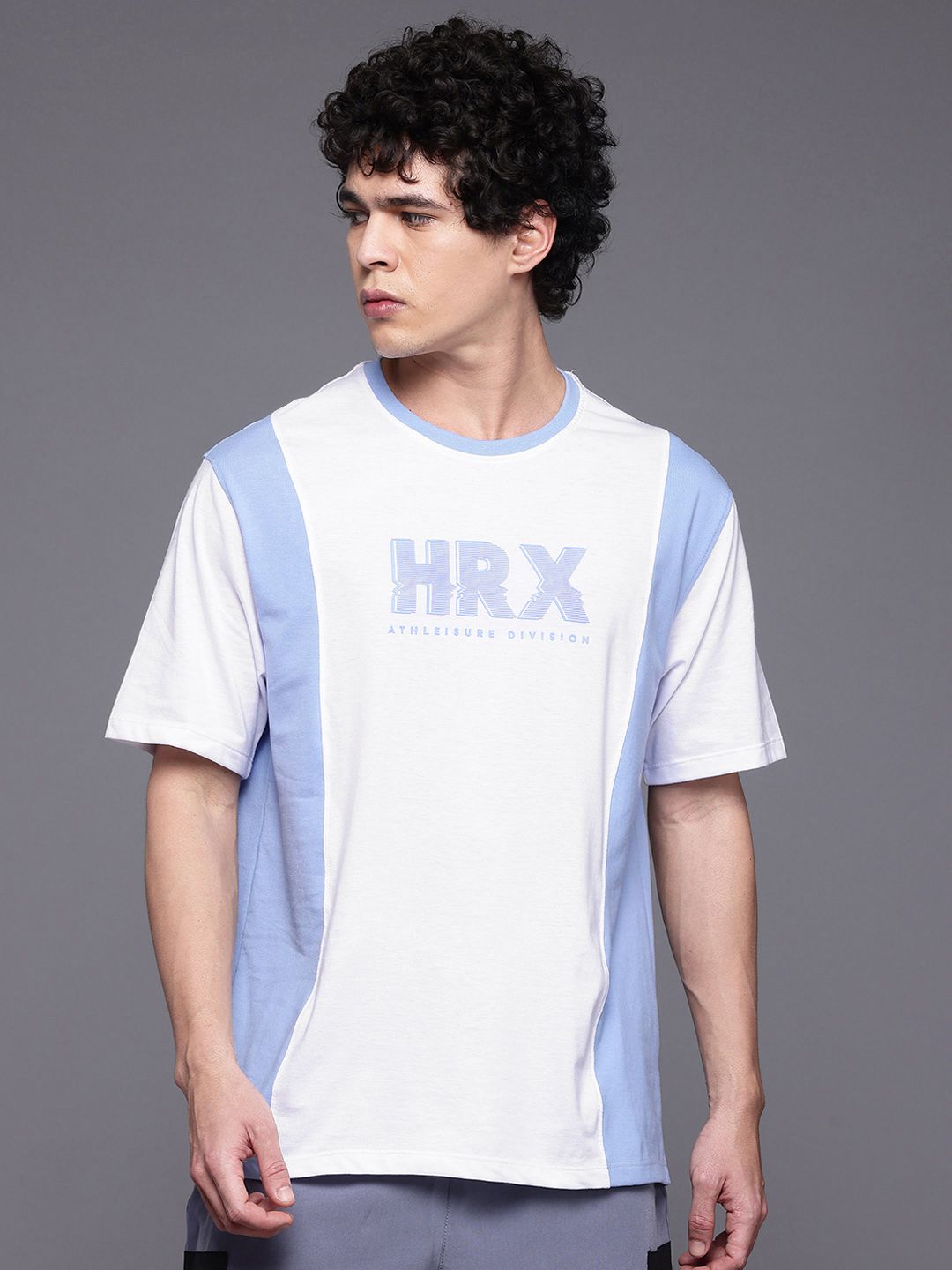 HRX by Hrithik Roshan Colourblocked & Brand Logo Print Lifestyle T-shirt