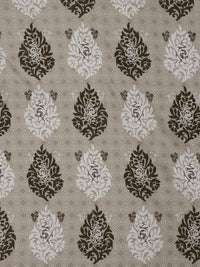 KLOTTHE Beige Ethnic Motifs Cotton 300 TC Fitted King Bedsheet with 2 Pillow Covers-98 x 88 inches