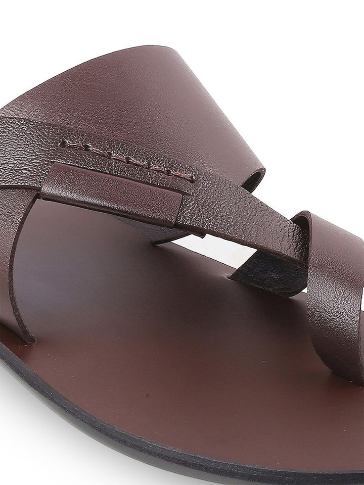 Metro Men Brown Leather Comfort Sandals
