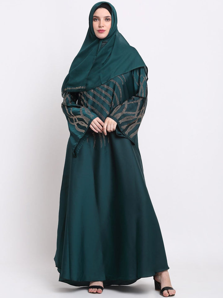 KLOTTHE Women Green Embellished Burqas With Scarves