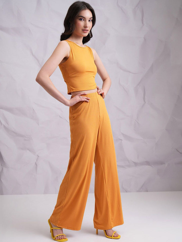 Tokyo Talkies Sleeveless Crop Tank Top & Flared Trousers Co-Ords
