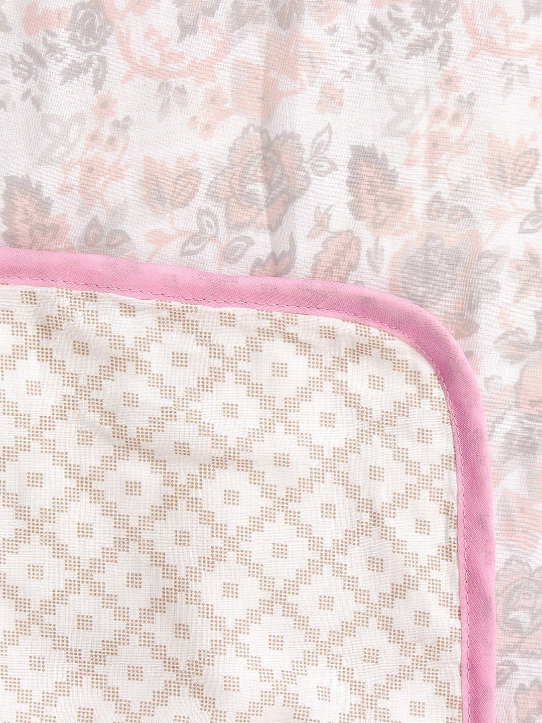 Story@home Pink & White Floral Mild Winter 150 GSM Double Bed Dohar