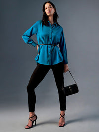 AND Cuffed Sleeves Shirt Style Top
