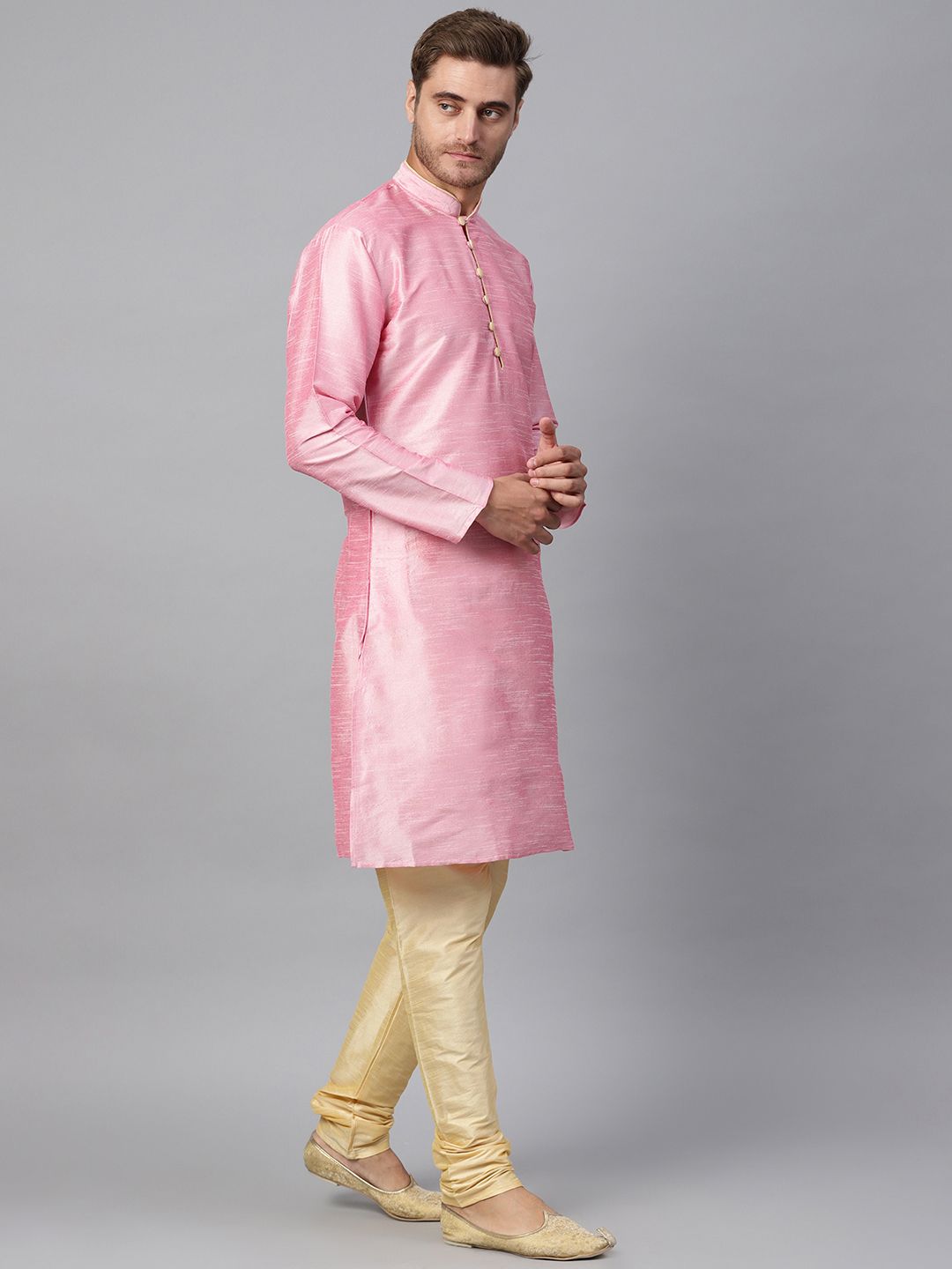 SOJANYA Men Pink Solid Kurta Lurus