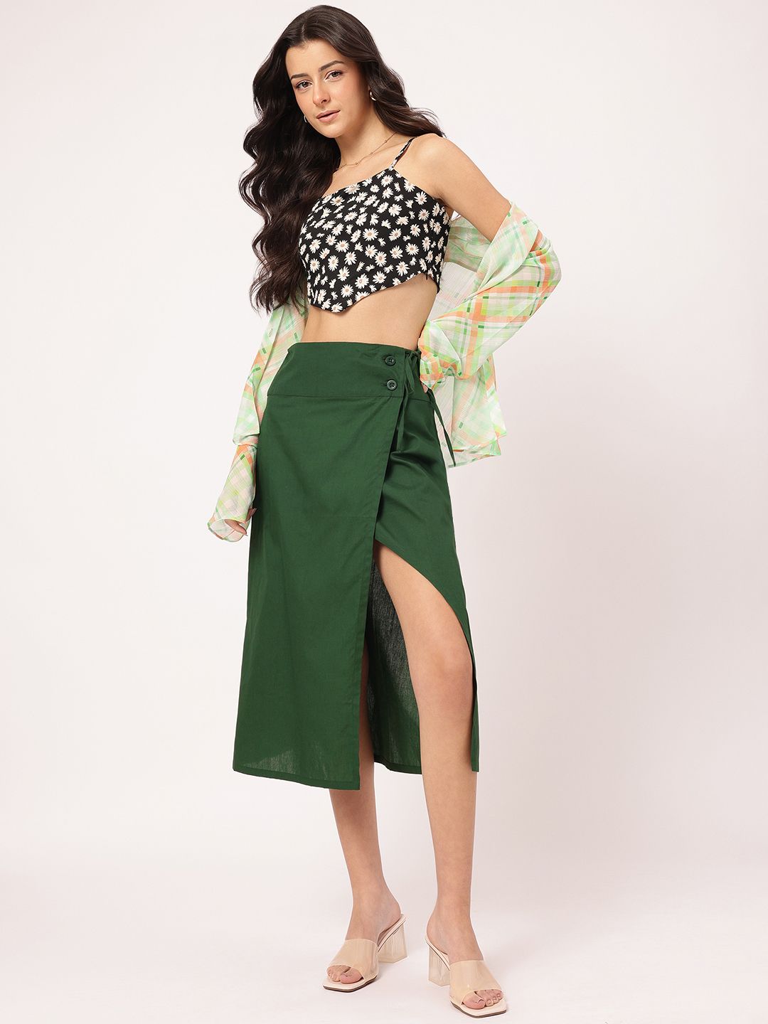 DressBerry Sleek Serenity Wrap Style Midi Skirt