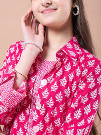 pspeaches Girls Ethnic Motifs Print A-Line Cotton Midi Dress