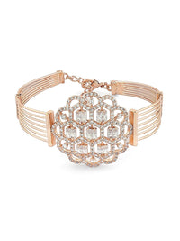 Zaveri Pearls Women Rose Gold-Plated Cubic Zirconia Kada Bracelet