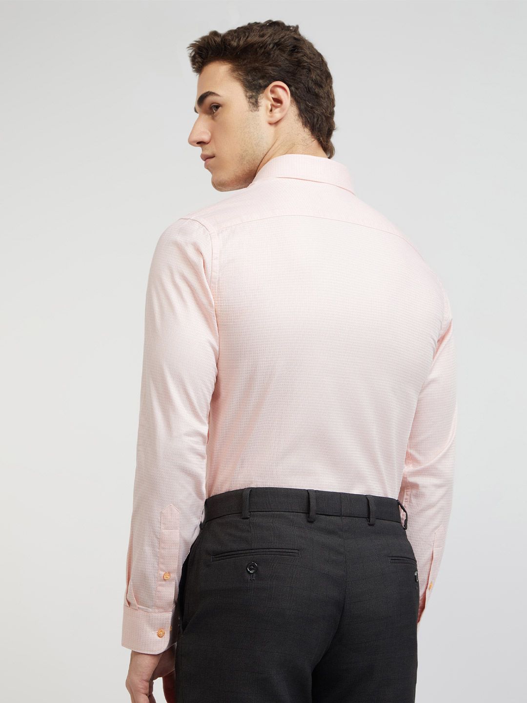 Raymond Pure Cotton Self Design Slim Fit Textured Formal Shirt