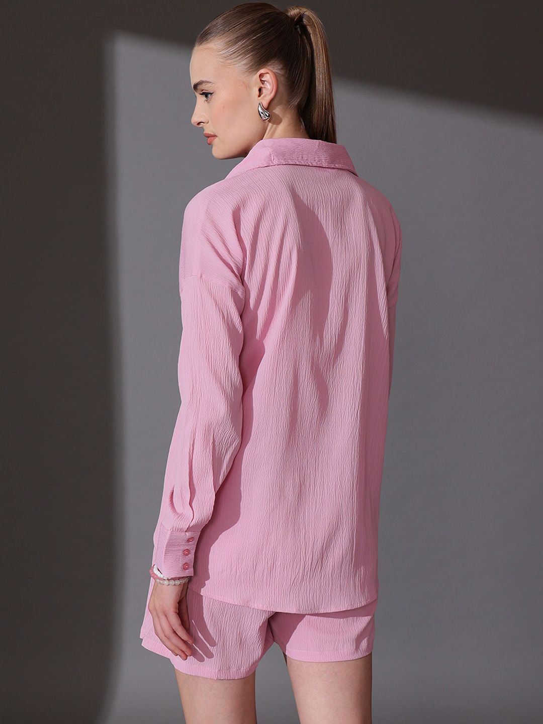 STREET 9 Self Design Shirt & Shorts Co-ord Set