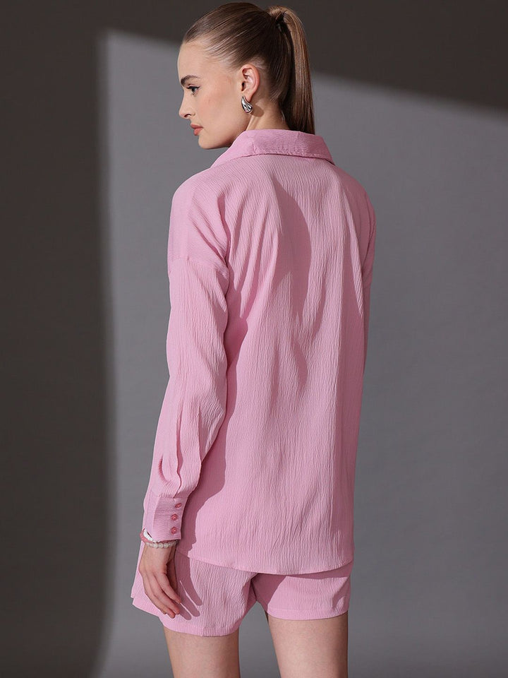 STREET 9 Self Design Shirt & Shorts Co-ord Set