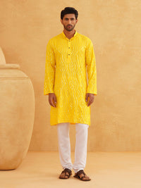 SOJANYA Embellished Mandarin Collar Pure Cotton Straight Kurta