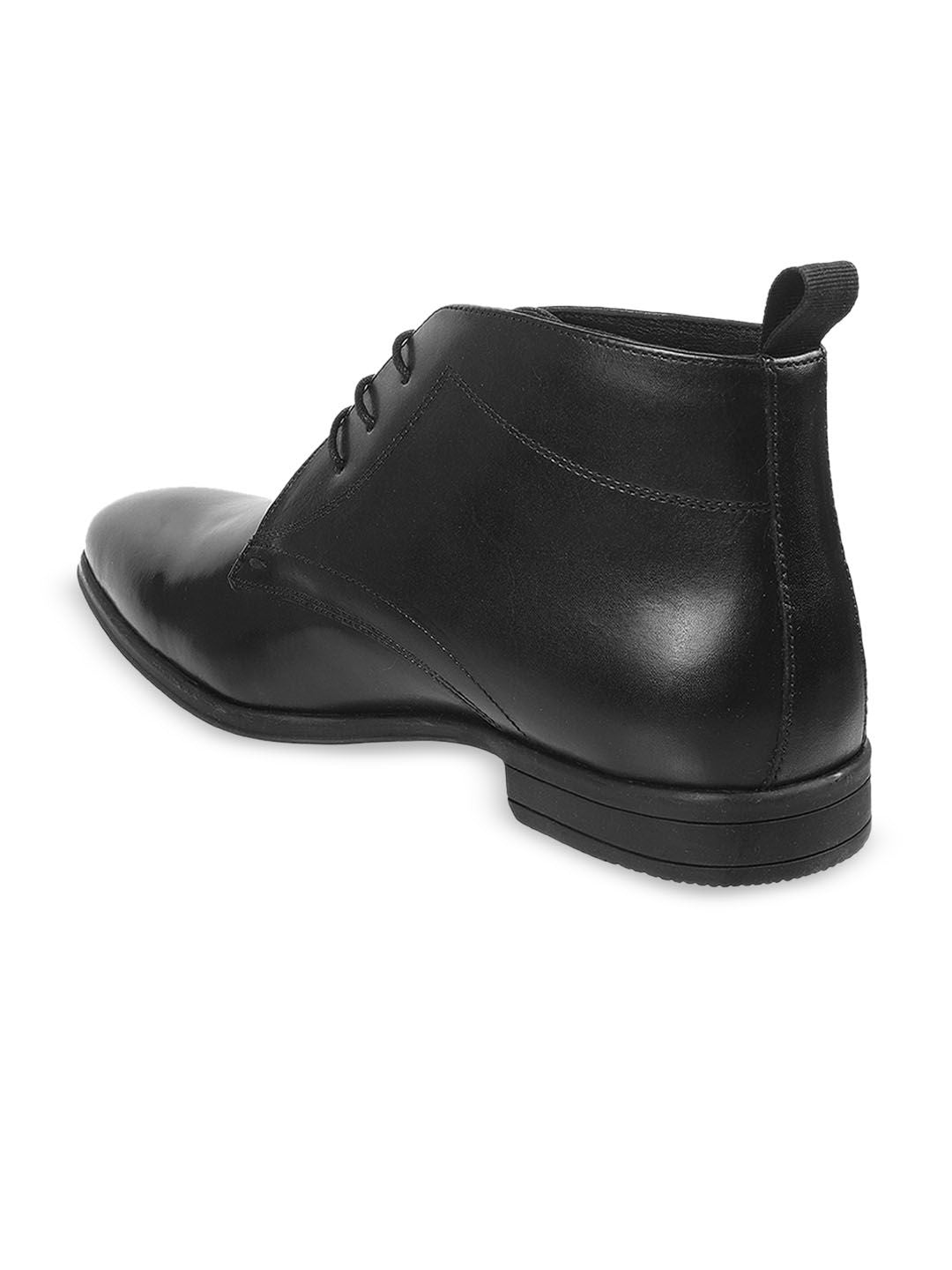 Metro Men Black Solid Formal Derbys Shoes