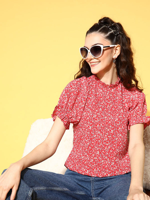Berrylush Red Floral Vacay Pakaian