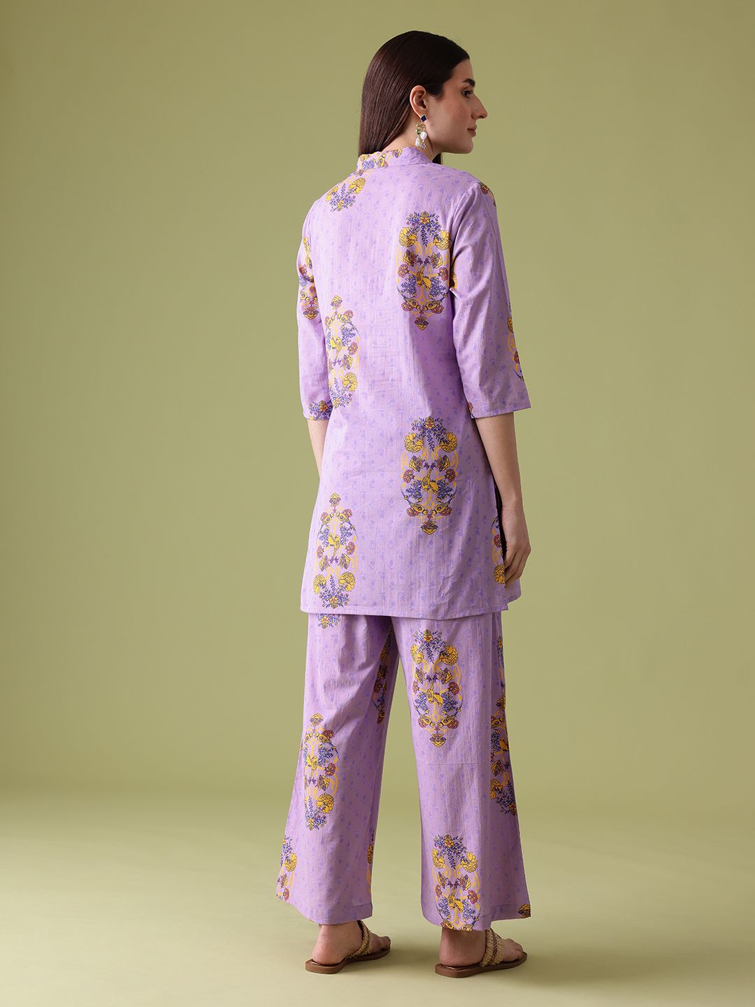 Anouk Floral Print Cotton Kurta with Palazzos