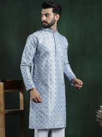 SOJANYA LUXE Geometric Woven Design Thread Work Cotton Silk Straight Kurta